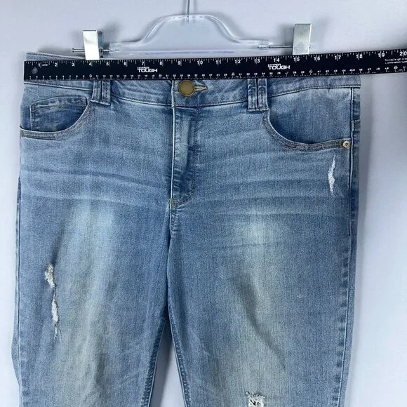 Democracy Ab Technology Jeans Bootcut Womens Size 14 Distressed Mid Rise Blue - Picture 7 of 11